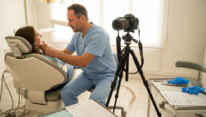Un dentiste immortalise le sourire de sa patiente en prenant une photo.